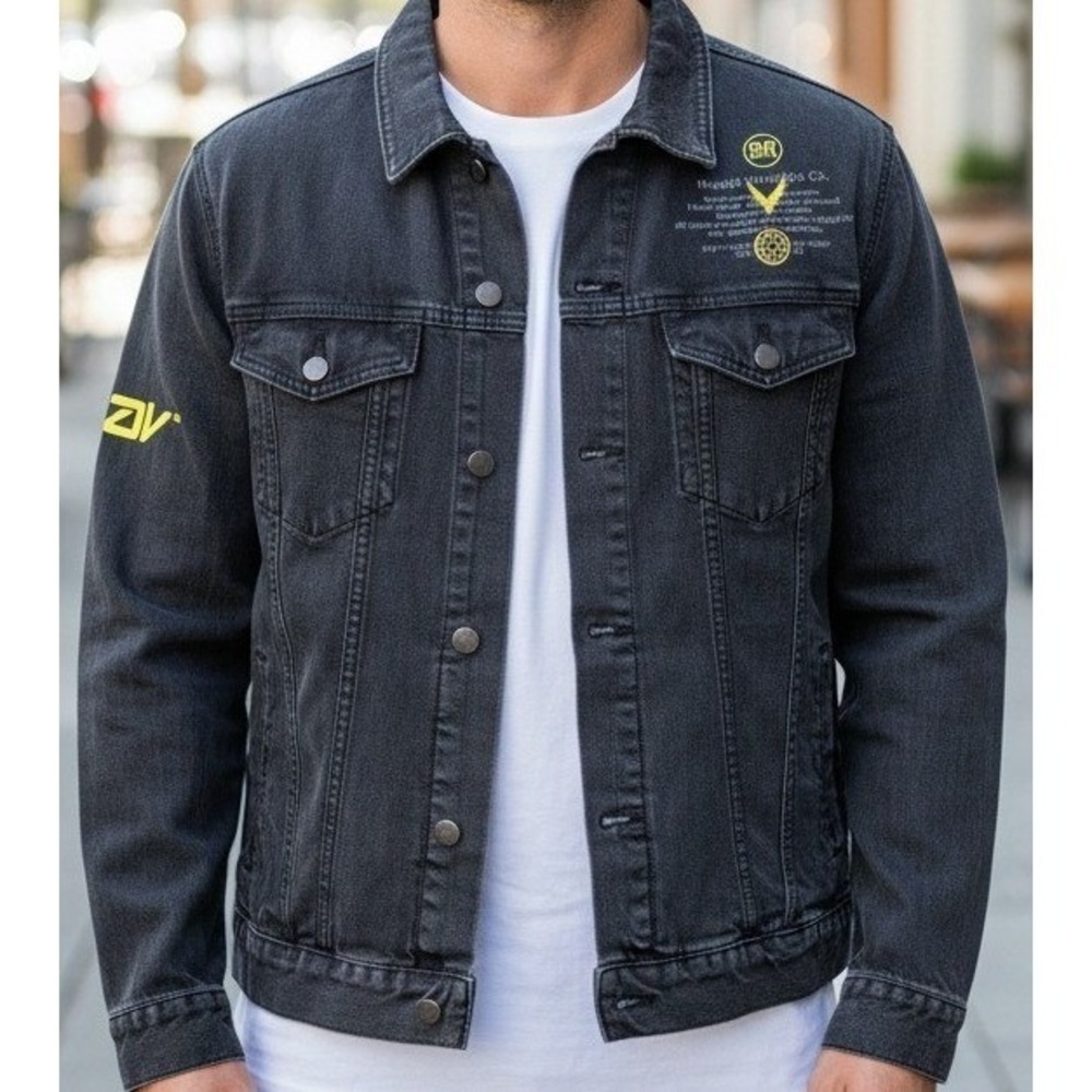 Logan Paul WWE Maverick Clothing Co Men Washed Black Graphic Denim Jacket